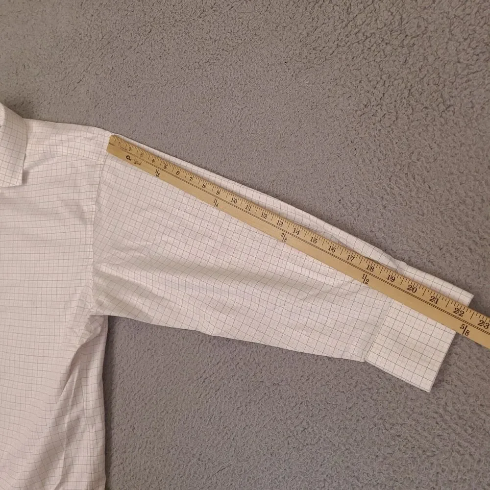 Brooks Brothers Shirt Mens 17.5‎ -2/3 White Plaid Button Up Regent Cotton
